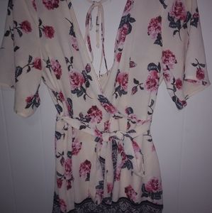 Pink Flowery Romper